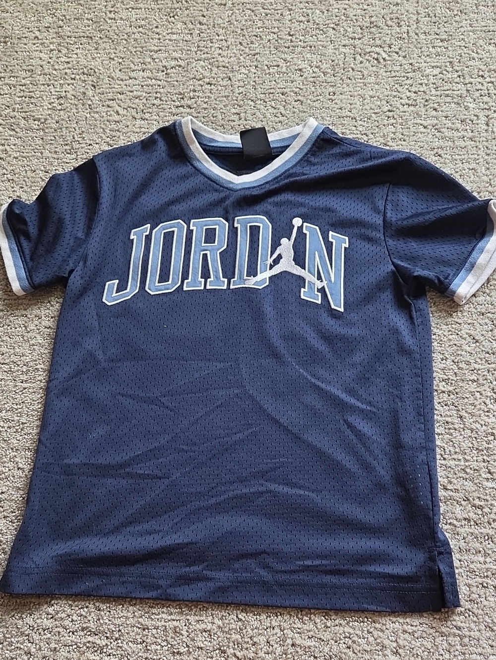 Jordan Navy Blue Short-Sleeve Mesh Jersey with White Trim